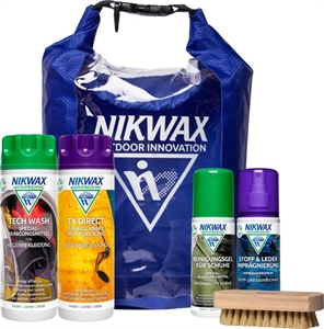 Pflegeset für Outdoorbekleidung und Schuhe mit wasserdichtem Packsack („Dry Bag“) GRATIS dazu!